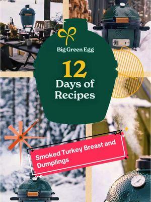 What do you do with the inevitable leftovers from the holidays? Throw them on the @biggreenegg and make some comforting Smoked Turkey Breast with Dumplings, of course. Made with basic ingredients you'll probably already have on hand, this meal comes together quickly and is the perfect savory post-holiday meal!  #biggreenegg #bbq #BGETeamGreen #turkey #dumplings 