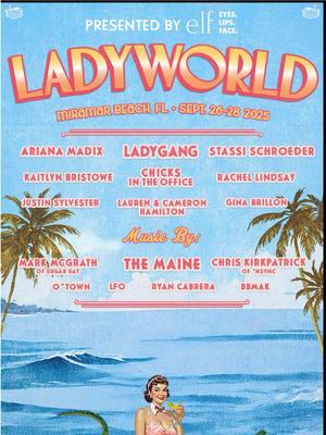 LADYWORLD 2025 🏝️ 🌊 🐊 🧡  🔗 in bioooo!! 🫶🏻 #ladyworld #ladygang #arianamadix #stassischroeder #kaitlynbristowe #chicksintheoffice #rachellindsay #justinsylvester #laurenhamilton #cameronhamilton #ginabrillon #markmcgrath #themaine #chriskirkpatrick #otown #lfo #ryancabrera #bbmak 