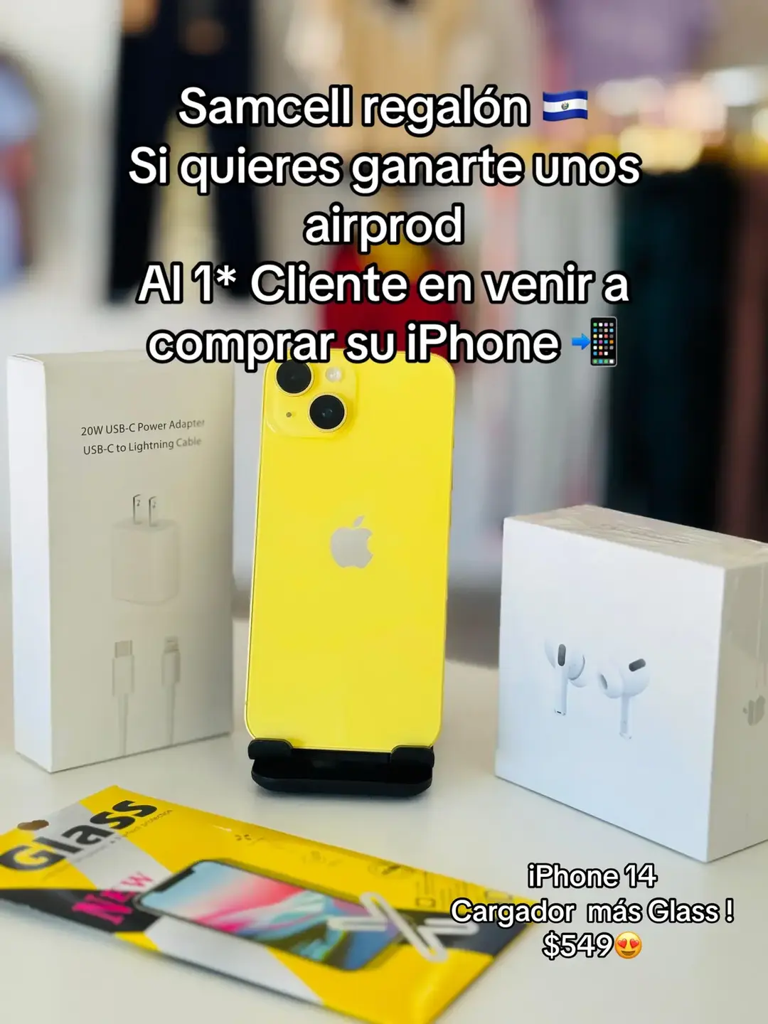 Si quieres participar y ganarte unos audífonos ven y  se  primer cliente en comprar tu dispositivo !! Oferta válida hasta el 24 de diciembre🎄 Por la compra de tu iPhone gratis Cargador y Glass  !🤩 ##elsalvador🇸🇻🇸🇻🇸🇻🇸🇻🇸🇻503##virallllllllllllll ##iphones##sanmiguel ##iphones##viral_video ##flyp 