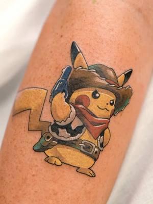 A cowboy pikachu🔫 🇺🇸 L.A Booking 📩 eden@vismstudio.com @kwadron #charactertattoo #latattooartist #latattoo #animetattoo #animetattooartist #pokemon #pokemontattoo #nintendotattoo #gametattoo #pikachu #pikachutattoo #colortattoo #cutetattoo