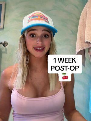 update…. IM SO HAPPY WITH MY DECISION! Hat from @Save Our Surf… #breastaugmentation #breastimplants #postop #oneweek#plasticsurgery #update #HealingJourney  