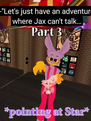 "Let's have an adventure where Jax can't talk." PART 3, last part! We happened to record this wayyyyyy back in February and it fit in with the recent episode perfectly! 😂 Cabby's mic was not working on her headset for real during this.  #vrchat #theamazingdigitalcircus #tadc #digitalcircus #jax #digitalcircusjax #hazbinhotel #hazbinhotelangel #hazbinhotelangeldust #angeldust #lackadaisy  @Cabby @Starsketch_221 