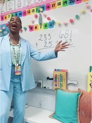 Adding triple and double digit numbers in first grade just got a whole lot easier! Create a fun and catchy jingle and hello to math confidence! #regrouping #math #firstgrade #teachingtips #teachercoach #instructionalcoach #academiccoach #firstgradeteacher #elementaryteacher #classroomoftheelite #tiktokteacher #blackeducators #blackteachersontiktok #blackgirlmagic 