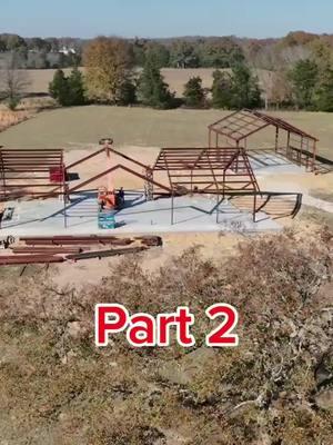 Part 2 / Check out our 4,000 sqft Tyler Barndominium. We are building a cathedral ceiling in the main living area! Definitely one you will want to stay tuned in to. The build type is Hybrid Steel-Frame. Two structures: The main living as well as a detached shop house. #barndominium #hybridsteelframe #texasbestconstruction