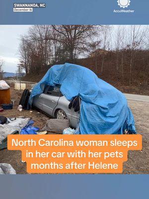 Nearly three months after Hurricane Helene destroyed her North Carolina home, Jennifer Grant lives in her car with her three dogs and two cats.  #helene #northcarolina #wnc #aftermath #weather #accuweather 