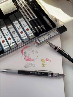 Santa Snoopy and Woodstock Doodle #snoopy #peanuts #woodstock #christmas #santa #holiday #pencilset #pencils #drawing #art #doodle #draw #foryou #treasurefinds #giftguide #fyp #foryoupage 