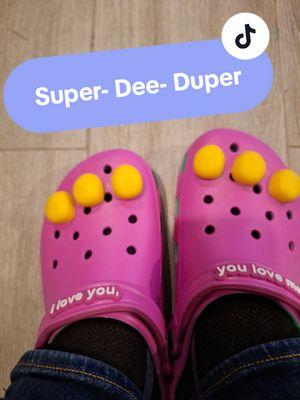 Hay Barney!  I imagined new crocs for pre Christmas! super dee duper!!! 💜💚💛🦖#fyp #barneycrocs #barneyandfriends #christmas2024 #iloveyouyouloveme #crocs 