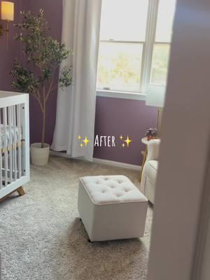 A little peek into Ivy girl's nursery 💜 I had a vision & my husband was able to do that and more! Now to just get her to sleep in it 🤣 #nursery #nurserydecor #momlife #babyfever #motherhood #pilotwife 