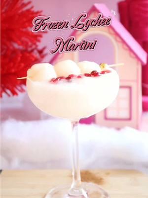 Frozen Lychee Martini for our friends who love a nice chilled cocktail during any and every season ☺️🩷 #lychee #lycheemartini #frozen #frozendrink #drinking #drinktok #christmas #christmasdrinks #fyp #fypage #fypchallenge 