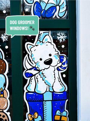 Cutie holiday puppy windows! 🎄🦴🐾✨ #art #artist #artistsoftiktok #artistsontiktok #windowpainting #windowpaint #windowart #windowartist #longislandartist #newyorkartist #windowpaintingtips #windowpainter#holidaywindowart #windowpaintingsupplies #fulltimeartist #fulltimeart Window Painter | window painting hacks | what paint to use for window painting | christmas window art | Long Island New York 