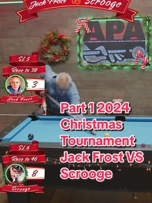 Part 1 of the North Pole Christmas Tournament featuring Jack Frost and Scrooge! 🎱🎄 #christmas #apapool #apapoolleague #poolplayer #billiards #fyp #9ballpool #8ballpool #pooltournament 