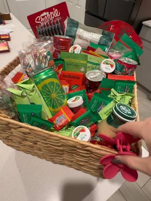 Christmas basket for my kids school ❤️💚 #christmasgiftbasket #teacherappreciation #teachergift #schoolmom #christmas #momlife #momof3 #boymom 