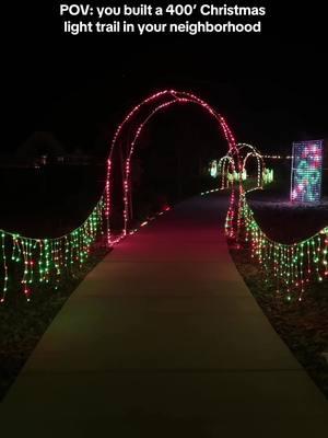 Still not over this!!! I built a 400’ christmas light trail in my neighborhood! What color should I change the lights to next? #christmasdecordiy #doityourself #diyyardecorations #winterlighttrail #christmaslights #christmaslighttrail 