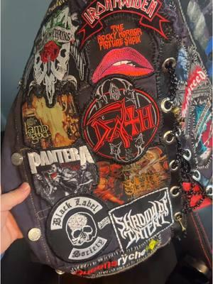 A proper tour of my battle vest. It has lile 400 spikes and im not even a quarter of the way done #metalhead#battlevest#backpatch#metalmusic 