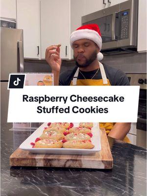 Raspberry Cheesecake Stuffed Cookies 🎄🍪 • Get this recipe via my newly released deluxe version of my ecookbook. Link in bio to purchase  • #cookies #raspberrycheesecake #holidaycookies #cookierecipe #cookiebaking #baking #holidaydesserts #christmasrecipes #comfortfood #fyppp 