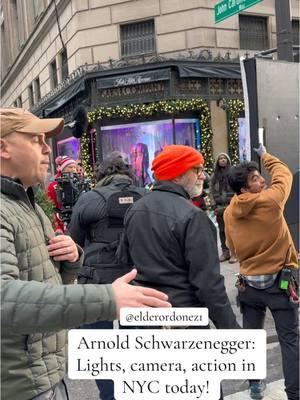 Arnold Schwarzenegger: Lights, camera, action! He was spotted filming a Christmas movie in New York City today. (🎥) @elderordonez1 #arnoldschwarzenegger #sylvesterstallone #brucewillis  #merrychristmas #christmas   #newyork #pretty #beautiful #happy  #justinbieber #haileybieber #kimkardashian #kyliejenner  #fyp #yourpage #newyork #selenagomez #taylorswift