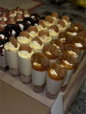 Dessert shooters for my client borthday party ❤️ Unfortunately my phone doed so i couldnt record all the details 🫠 This order was $120 ($30 a dozen). Banana pudding  Carmel biscoff chantilly  Oreo ‘No bake’ Cheesecake  Strawberry ‘No Bake’ Cheesecake #dessert #birthdayparty #shooters #strawberry #bananapudding #chef #caterer #Foodie #fypシ 