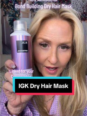 IGK Antisocial Time Release Bond-Building Dry Hair Mask…shiny, healthy hair in seconds! #antisocial #IGK #over40 #over30 #dryhair #dryhairmask @IGK Hair 