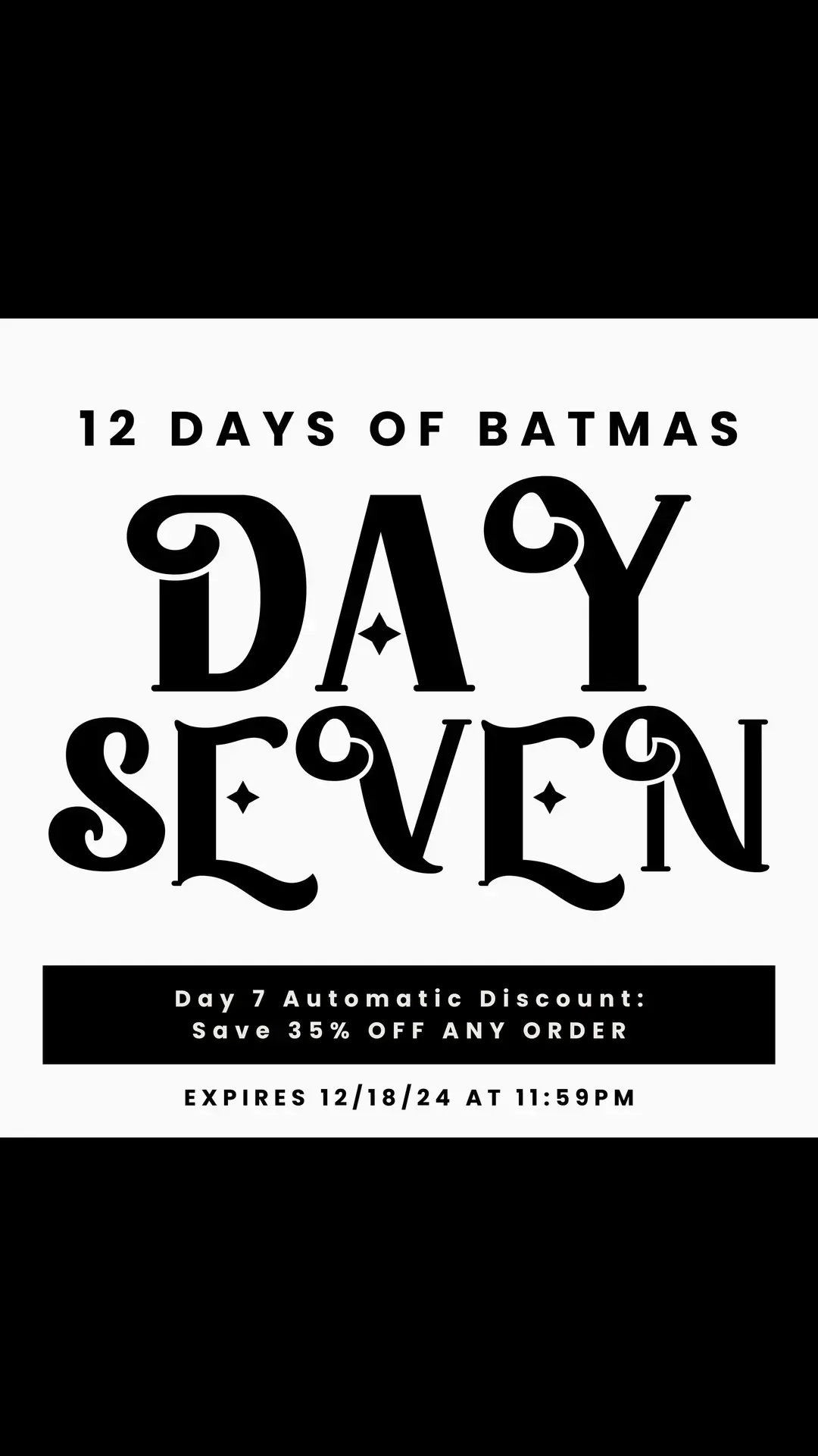 Day 7 of Batmas has arrived, and we’re going BIG! 🦇✨ Today only (12/18/24), get a whopping 35% OFF ANY order—preorders, in-stock items, it’s all fair game! 🖤🎁 This hauntingly good deal vanishes at 11:59PM (AZ time). Don’t wait—treat yourself now at @darkmotherco #batmas #12daysofchristmas #gothmas #spookyxmas #discounts #darkmotherco 