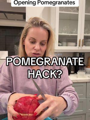 Listen. The truth is opening up pomegranates sucks and that’s why we spend extra money at the market for it to be done for us. You will get messy. You will get frustrated. But this hack may help a little bit. The good news is they are tasty. Enjoy! #pomegranate #pomegranates #hacks 