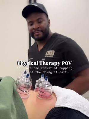 When in physical therapy you love the result of cupping but not the doing it part!!  What are your thoughts on cupping?  I KNOW so many providers like ALL treatment techniques have various options😂 Me, I LOVE having it done on myself and performing it on the right patients!  #physiotherapy #physicaltherapy #physiotherapist #physicaltherapist #cupping #cuppingmassage 