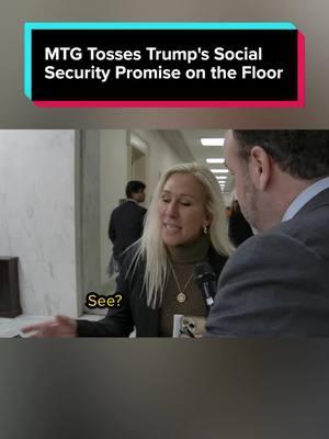 WATCH: Congresswoman Marjorie Taylor Greene tosses Trump's Social Security promise on the floor. | #MTG #marjorietaylorgreene #congress #uscongress #socialsecurity #medicare #medicaid #houseofrepresentatives