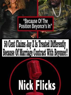 50 Cent Claims Jay Z Is Treated Differently Because Of Marriage Contract With Beyonce! _________________________ In an interview on the Flagrant podcast, Mogul and rapper 50 Cent recently claimed that Jay Z has been treated favorably because of his 'marriage contract' with Beyonce. The couple has been dating since 2000 and married in 2008. 50 Cent attributed Hov's Grammy wins to his wife and said: “When Jay signed his contract, the big one was with Beyonce. When he signed that contract, the marriage contract, he got trophies. Now those f**king trophies came rolling in buddy. He started getting Grammys left and right. If you look at his career, he had one. He got like 20 now. He’s been treated differently. 50 Cent further claimed that Jay Z has been seen as the "biggest" in business and a family man "because of the position Beyonce's in." #entertainment #artist #producer #rapper #jayz #50cent #singer #beyonce #music #flagrant #podcast #news #fyp #foryou #foryoupage #foryourpage #explorepage