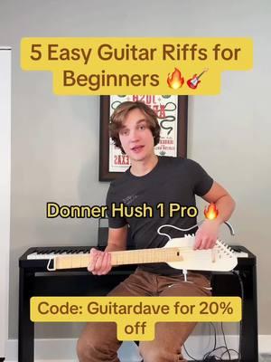 5 Easy Guitar Riffs for Beginners 🎸🔥 #donnermusic #donnerhush #hushIpro #donnerartist #stringshare @Donner Music 