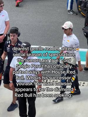 whispers suggest Sir Yuki was never going to match with House Red Bull… but perhaps his eyes are set elsewhere #f1breakingnews #sergioperez #liamlawson #f1bridgerton #ladywhistledownssocietypaper #yukitsunoda #ladywhistledown #f1fangirls 