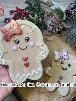 Gingerbread Girl, Cookie!!  The best combination, cookie and chocolate perfect for a Christmas gift 🎀 ##cavebakery##christmastreats ##christmasdessert ##christmasbaking##yummydessert##christmas##christmassweets ##sweets ##christmascookies ##holidayseason  ##creatorsearchinsights 