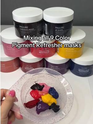 Mixing 9 Color Pigment Refresher masks! 🌈 What would you name this color? #pallure #colormask #mixingcolors #colorcustomizer #haircolorchange #colorconditioner #hairtok #coloringhair 