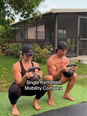 Grab one kettlebell and get moving and grooving with this mobility focused complex. Hit this one for 5-6 Rounds of 6 Reps and go light focusing on slow movement and big range of motion. For more training like this hit the link in my bio and start your FREE TRIAL of the Kettlebell Training App. ✅  #kettlebell #kettlebellworkout #complex #conditioning #mobilitytraining #mobility #functionaltraining #fitlife 