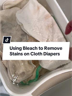 Removing stains from preloved cloth diapers before donating them.  Did you know that blueberries and medications like tylenol can cause dark blue staining on cloth diaper inserts and absorbencies?  Tips for treating stains in cloth diapers:  1. Rinse 💩 as soon as you’re able. The longer a textile is exposed to the stain causing substance, the more stubborn stains can be.  2. Pretreat particularly difficult stains with the stain treatment of your choice. (Examples: Shout, OxiClean, Detergent Applied to Stain… etc.)  3. Treat with Bleach: be sure to properly dilute according to the packaging instruction. Bleach should be used only as needed as it can be hard on textiles with excessive use over time.  4. Dry in the Sun for Natural Sunbleaching! Place damp diapers in the sun to dry and watch the sun fade away stains.  5. Let them fade naturally over time. Many stains will fade after several washes.  #laundry #clothdiapers #reusablediapers #bleach #stains #stubbornstains 