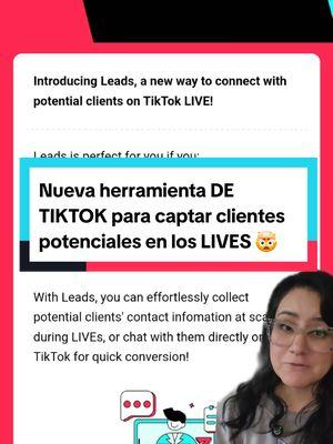 Leads la nueva herramienta 🔧 de tiktok LIVE para captar clientes potenciales 🤯 te cuento todo sobre como funciona en este video. #leads #livestream #lives #tipsparacrecerentiktok #estrategiadenegocios #marcapersonal #negociosyemprendimientos  Lives en tiktok. Herramientas de lives. Leads en tiktok. Estratégias para negocios. Ventas en tiktok. Negocios y emprendimientos. 