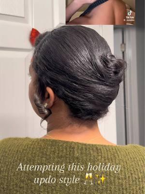 So cute and classy! I loveeeee🥰😍😍 Inspo: @Lexi 💗 #updo #updohairstyle #classystyle #silkpressstyles #oldsilkpress #holidayhair 