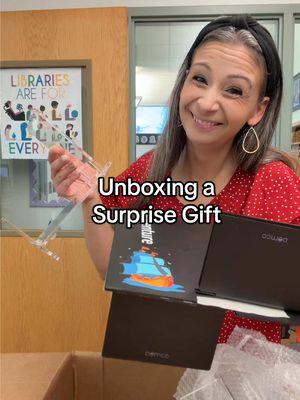 Surprises are so fun! My library is getting a glow up with this box of goodies!  #gift #thankyou #library #librarytiktok #librariansoftiktok #bookshelf #GlowUp #genre #signage #grateful #surprise #unboxing #Inverted 