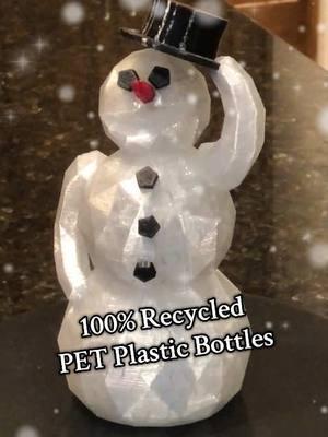 Frosty the Snowman made from 100% Recycled PET Plastic Bottles that I turned into filament using my Recreator3D MK5 Pultruder machine. #3dprint #3dprinter #3dprinting #3dprintok #printok3d #printok #recycle #pultruder #diyfilament #petfilament #fyp #fypage #recreator3d 