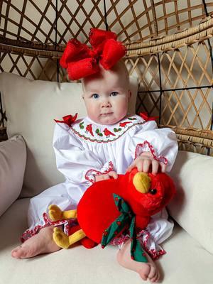 Yesterday was the infamous Starbucks cookie picture (with a little spin on it) and it was too hectic to video so we skipped it 🤪 @southerndarlinsmocks  L & E bows and fancy things @balticessentials  #smocked #smockedclothinghaul #southerndarlinsmocks #babygirl #cardinals #christmas #babygirloutfit #bigbow #babyoutfit #classicchristmas  A loved one is near when cardinals appear Baby girl christmas outfit Smocked baby clothes