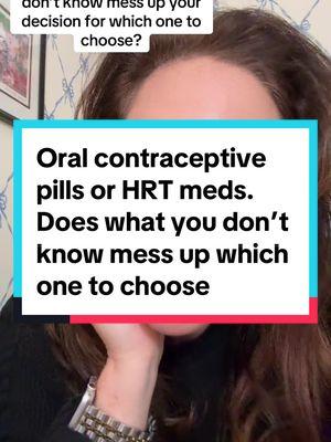 Oral contraceptive pills or HRT meds. Does what you don’t know mess up your decision for which one to choose? * This is general educational information not specific medical advice meant for any individual #hrt #hormonereplacementtherapy #ocp #bcm #estrogen #menopause #perimenopause #menopausesupport #perimenopausehealth #hormones #thevagdoc 