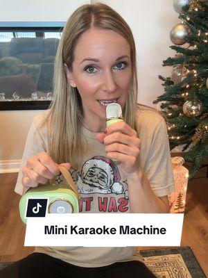 I might regret this but my kids are going to love this mini karaoke machine and it comes with 2 wireless mics! #karaokemachine #giftideasforkids #minikaraoke #minimicrophone #microphoneforkids #newyearnewaura 