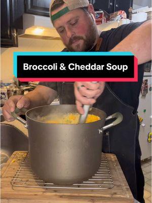 Replying to @Christina-GenX | TT Shop Broccoli & Cheddar Soup!  Ingredients: Bacon - 1/2lb Butter -  Onion - 1 Garlic - 6 cloves  Flour - 1/3c Chicken Broth - 32oz Heavy Cream - 2c Water - 2c Chopped broccoli - 3 heads Shredded carrots - 2c Salt Pepper Garlic Powder Onion Powder Chili Powder  Cayenne Cheddar Cheese - 2lbs Directions: 1. Add chopped bacon to a large pot and cook until crispy. Remove bacon and set aside. Add in onion and cook for 5-8mins until onions are translucent. Then add in the minced garlic and cook for 1 minute.  2. Pour in flour and stir until cooked through. Pour in the chicken broth, cream and water. Add in your broccoli and carrots. Season with salt, pepper, garlic powder, onion powder, chili powder and cayenne. Mix well and then bring to a boil then cover and simmer for 15-20mins until broccoli is tender.  3. While that is cooking slice up a loaf of bread and season it with olive oil and salt. Bake at 350 until toasted. Add in shredded cheddar along with more of the same seasonings. Mix until the cheese is fully melted. Serve topped with the reserved crispy bacon and some of your toasted bread. Enjoy! #broccolicheddarsoup #soup #soupseason #souprecipe #Simplemeal #simplerecipe #food #Foodie #FoodTok #cooking #cookingtok #dinnerforkids #cookingtiktok #cookingathometiktoktv #cookingathome #homecook #homecooked #Recipe #recipes #EasyRecipe #EasyRecipes #easymeal #easydinner #DinnerIdeas #fy #fyp #foryou #foryoupage #trending #asmr #fyppppppppppppppppppppppppp