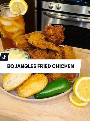 Summers in NC = Bojangles fried chicken. 🟡🍗🔴 The twist? I cracked it with their sweet tea in the marinade. 🥤 Get my recipe below ⬇️ or on uncledibbz.com [Link in Bio]  Ingredients Chicken and Marinade: 	•	1 whole chicken (cut into pieces) or 8 chicken pieces (legs, thighs, breasts, wings) 	•	1 cup sweet tea 	•	2 cups buttermilk 	•	1 tablespoon hot sauce 	•	2 tablespoons Uncle Dibbz Top of the Line Brine Seasoned Flour: 	•	1 cup self-rising flour 	•	1 tablespoon Uncle Dibbz King Creole Blend 	•	1 tablespoon Uncle Dibbz Delta Dust Wet Batter: 	•	2 large eggs 	•	1/3 cup milk Cooking: 	•	Peanut oil (or vegetable oil) for frying Instructions 	1.	Marinate the Chicken: 	•	Start with a whole chicken cut into pieces. 	•	In a large bowl, combine sweet tea, buttermilk, hot sauce, and Uncle Dibbz Top of the Line Brine. Stir until the brine dissolves. 	•	Submerge the chicken in the marinade and let it sit for at least 4 hours (overnight for the best results). 	2.	Prepare the Seasoned Flour: 	•	In a mixing bowl, combine self-rising flour, Uncle Dibbz King Creole Blend, and Uncle Dibbz Delta Dust. Mix well. 	3.	Prepare the Wet Batter: 	•	In a separate bowl, whisk the eggs and milk together until smooth. 	4.	Coat the Chicken: 	•	Remove the chicken from the marinade and let any excess drip off. 	•	Dredge the chicken in the seasoned flour, then dip it into the wet batter, and coat it again in the seasoned flour. 	•	The double coating creates a perfectly crispy crust. 	5.	Fry the Chicken: 	•	Heat peanut oil in a skillet or deep fryer to 350°F. 	•	Fry the chicken in batches, about 6 minutes per side, until it’s golden brown and the internal temperature reaches 165°F. 	•	Remove the chicken and drain on a wire rack or paper towels. 	6.	Serve and Enjoy: 	•	Plate up the crispy fried chicken and serve it hot with your favorite sides and a glass of sweet tea. #FriedChicken #SouthernCooking #CrispyChicken #Bojangles #ComfortFood #Foodie #EasyRecipes #SoulFood #ChickenRecipe #FoodLovers #RecipeVideo #CookAtHome #SouthernFood #CookingTips #Chef #DinnerIdeas #FoodVibes #Golden #BoTime  #MealInspo #HomeCookedMeals #TheSouth #FoodShorts #Yum #KitchenGoals #QuickRecipes #Food #Cooking #SweetTea #NorthCarolina #SoulFood #Fyp #Foryou #Viral #UncleDibbz #ThatsGoodShawty 