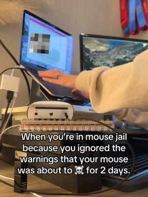 Mouse jail is the worst. 😑 Always strikes during core productivity mode too.  . . #magicmouse #macbook #wirelessmouse #bluetoothmouse #wfh #homeoffice 