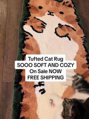 Tufted cat rug SOOO SOFT AND COZY🥹Cat lovers, you’ll adore this cat-shaped rug!  #catrug #rug #catloversclub #catloversoftiktok #carpet #cartoonrug #rugtok #tuftedrugs #tuftingrugs #creatorsearchinsights @letsrug 