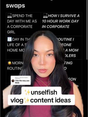 Replying to @Nevaeh Shell ✨unselfish vlog✨ content idea swaps🤝 if you have a vlog idea lemme know in the comments and let’s do a little brainstorm session together!!  🫶more on ig:inspiredmediaco + the inspired media podcast🎙️ #lifestylecontent #contentideas #contenttips #personalbrand #contentstrategytips #socialmediastrategy 