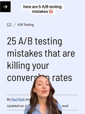 Running A/B tests but not seeing results? 🤷‍♂️ Avoid these 5 mistakes to level up your strategy! 📈 #MarketingTips #ABTesting #ConversionOptimization #ConversionTips #DigitalMarketing #MarketingHacks #marketingjobs #marketinggirlies #landingpage #landingpagedesign 