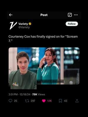 This is gonna do wonders for her book sales!!! #courteneycox #galeweathers #screammovie #scream #scream7 #horrormovie #slasher #horror #sidneyprescott 