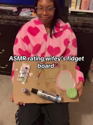 Rating wifey fidget board! #asmr #asmrcouples #asmrongf #fidgetboard #asmrfidgets #mylesandchelseaasmr #mylesandchelsea #asmrtappingsounds 