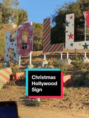 Hollywood Sign Christmas Overlay at Universal Studios Hollywood🎁   @Universal Destinations #studiotour #worldfamousstudiotour #universal #universalstudios #universalstudioshollywood #hollywoodsign 