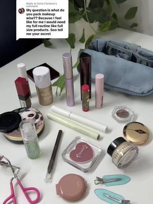 Replying to @Karla Cisneros All the  makeup I typically pack inside my travel makeup bag! ✈️💋 #travel #makeupbag #packing Both my makeup bag + all the items I have packed inside are in my LTK! 🩵 I pack my makeup brushes separately in a silicone brush holder.  #makeup #packwithme #packingtips #travellife #travelbag #traveltips #travelhack #carryon #carryononly | packing makeup for carry-on only travel 